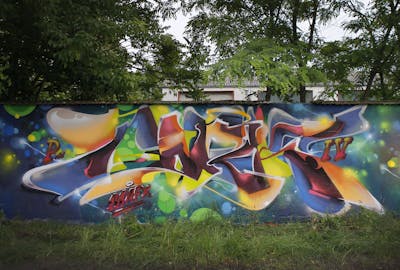 Colorful Stylewriting by Fork Imre. This Graffiti is located in Budapest, Hungary and was created in 2019. This Graffiti can be described as Stylewriting and Futuristic.
