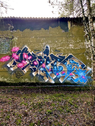 Beige and Blue and Light Blue Stylewriting by Raitz. This Graffiti is located in Germany and was created in 2023. This Graffiti can be described as Stylewriting and Abandoned.