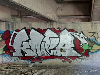 Chrome and Red Stylewriting by KNEB. This Graffiti is located in Cyprus and was created in 2019.