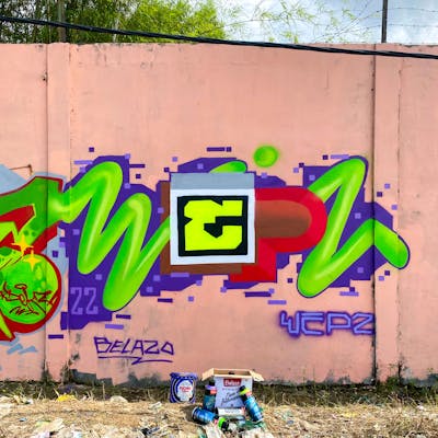 Light Green and Red and Blue Stylewriting by Wepz. This Graffiti is located in Batam, Indonesia and was created in 2022. This Graffiti can be described as Stylewriting, Wall of Fame and Futuristic.