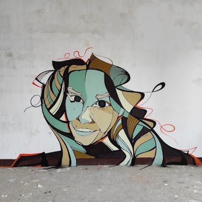Brown and Light Green and Beige Characters by SMOKI. This Graffiti is located in Pula, Croatia and was created in 2023. This Graffiti can be described as Characters and Streetart.
