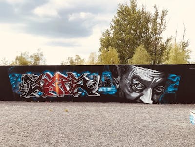 Grey and Colorful Stylewriting by Gaps and shmri. This Graffiti is located in Leipzig, Germany and was created in 2022. This Graffiti can be described as Stylewriting, Characters and Wall of Fame.