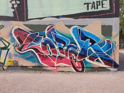 Red and Light Blue Stylewriting by seka and Sober. This Graffiti is located in Erfurt, Germany and was created in 2022. This Graffiti can be described as Stylewriting and Wall of Fame.