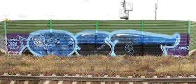 Blue and Black and Light Blue Stylewriting by urine, mobar, Pizar, kafor and OST. This Graffiti is located in Leipzig, Germany and was created in 2012. This Graffiti can be described as Stylewriting, Characters and Line Bombing.