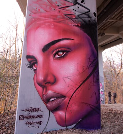 Red and Coralle Characters by Whyre87, Posk crew and KAC crew. This Graffiti is located in Geneva, Switzerland and was created in 2021.