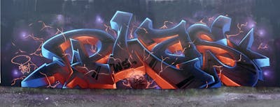 Red and Blue and Orange Stylewriting by Plas29. This Graffiti is located in Leipzig, Germany and was created in 2024. This Graffiti can be described as Stylewriting and Wall of Fame.