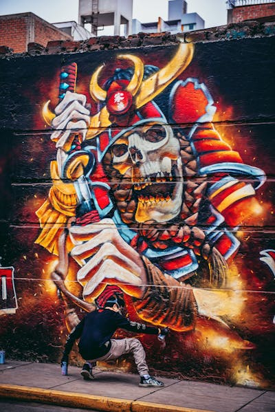 Colorful and Orange Characters by Sonik pardo. This Graffiti is located in Lima, Peru and was created in 2024. This Graffiti can be described as Characters, Streetart and Atmosphere.