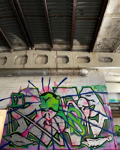 Colorful and Chrome Stylewriting by Moosem135. This Graffiti is located in Baku, Azerbaijan and was created in 2022. This Graffiti can be described as Stylewriting, Characters and Abandoned.