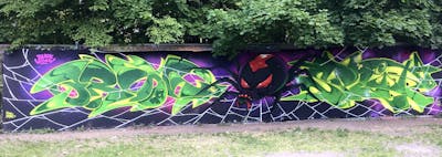 Light Green and Colorful Stylewriting by split and argh. This Graffiti is located in Germany and was created in 2022. This Graffiti can be described as Stylewriting, Characters and Wall of Fame.