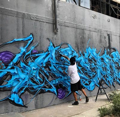 Light Blue Stylewriting by Asoter, LTS, Kog and odv. This Graffiti is located in Los Ángeles, United States and was created in 2021. This Graffiti can be described as Stylewriting and Street Bombing.