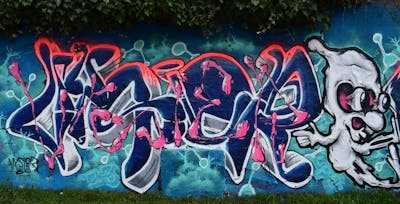 Blue and Colorful Stylewriting by Vysier64. This Graffiti is located in Lübeck, Germany and was created in 2023. This Graffiti can be described as Stylewriting, Characters and Wall of Fame.