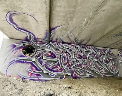 Grey and Violet Stylewriting by Fresco. This Graffiti is located in Canada and was created in 2023.