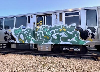 Cyan and White Stylewriting by ALWET. This Graffiti is located in Chicago, United States and was created in 2023. This Graffiti can be described as Stylewriting and Trains.