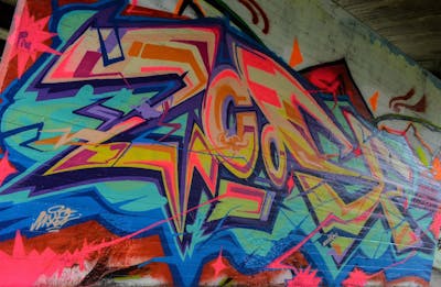 Colorful Stylewriting by Moosem135. This Graffiti is located in Florence, Italy and was created in 2016. This Graffiti can be described as Stylewriting and Wall of Fame.