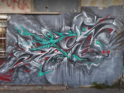 Grey and Cyan Stylewriting by CETYS.AGF. This Graffiti is located in Nitra, Slovakia and was created in 2023. This Graffiti can be described as Stylewriting and Abandoned.