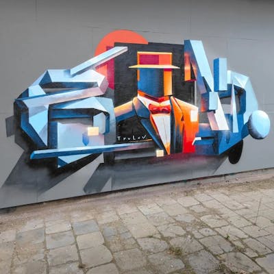 Light Blue and Orange Characters by Bond. This Graffiti is located in Germany and was created in 2022. This Graffiti can be described as Characters, Futuristic, Stylewriting and 3D.