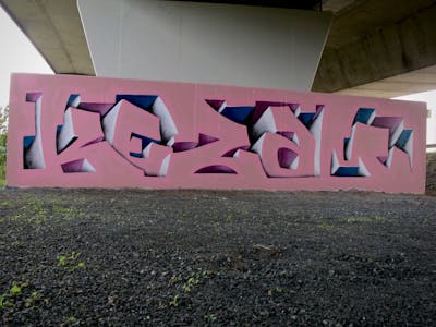 Coralle Stylewriting by Kezam. This Graffiti is located in Auckland, New Zealand and was created in 2023. This Graffiti can be described as Stylewriting, 3D and Murals.