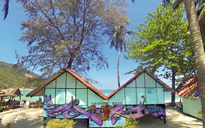 Violet Stylewriting by Syck, ABS, KKP and Los Capitanos. This Graffiti is located in Thailand and was created in 2014. This Graffiti can be described as Stylewriting and Atmosphere.