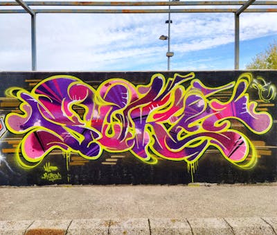 Colorful Stylewriting by BUKE. This Graffiti is located in Zaragoza, Spain and was created in 2022. This Graffiti can be described as Stylewriting and Wall of Fame.