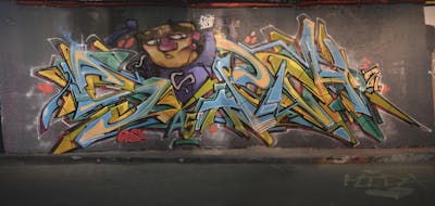 Light Blue and Yellow and Colorful Stylewriting by Chips and Fidget. This Graffiti is located in London, United Kingdom and was created in 2021. This Graffiti can be described as Stylewriting, Characters and Wall of Fame.