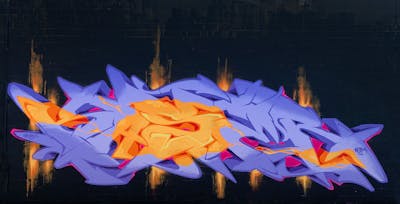 Violet and Orange Stylewriting by KASER and N3M crew. This Graffiti is located in Berlin, Germany and was created in 2021. This Graffiti can be described as Stylewriting and Wall of Fame.