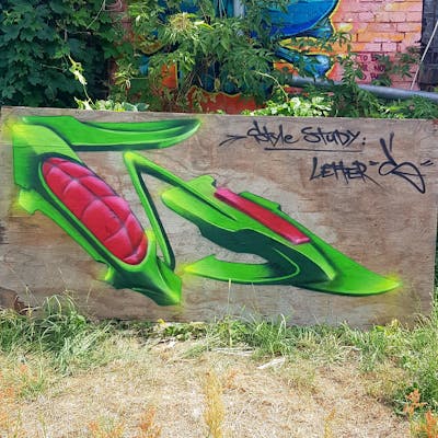 Red and Light Green 3D by angst. This Graffiti is located in Bitterfeld, Germany and was created in 2020. This Graffiti can be described as 3D and Stylewriting.