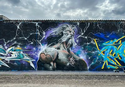 Grey and Violet Characters by Cors One. This Graffiti is located in Berlin, Germany and was created in 2023. This Graffiti can be described as Characters, Streetart and Wall of Fame.