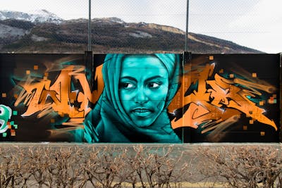Orange and Cyan Stylewriting by Whyre87, Avid, Posk crew and KAC crew. This Graffiti is located in Chur, Switzerland and was created in 2020. This Graffiti can be described as Stylewriting and Characters.