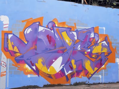 Violet and Orange and Colorful Stylewriting by Note2. This Graffiti is located in Indonesia and was created in 2022.