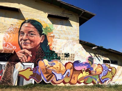 Colorful and Beige Stylewriting by Hootive, Jahdub and SIVAKORN. This Graffiti is located in Thailand and was created in 2023. This Graffiti can be described as Stylewriting, Characters, Streetart and Murals.