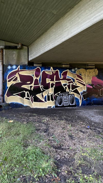 Beige and Black Stylewriting by ZICK and PMZ. This Graffiti is located in Wilhelmshaven, Germany and was created in 2022. This Graffiti can be described as Stylewriting and Abandoned.
