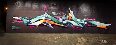 Colorful Stylewriting by Syck, KKP, ABS and Los Capitanos. This Graffiti is located in Duisburg, Germany and was created in 2023. This Graffiti can be described as Stylewriting and Wall of Fame.