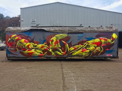 Light Green and Yellow and Red 3D by Reves. This Graffiti is located in London, United Kingdom and was created in 2023. This Graffiti can be described as 3D, Characters and Cars.