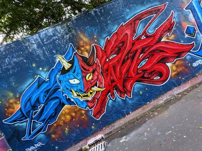Light Blue and Red and Orange Stylewriting by SQWR. This Graffiti is located in United Kingdom and was created in 2023. This Graffiti can be described as Stylewriting, Characters and Wall of Fame.