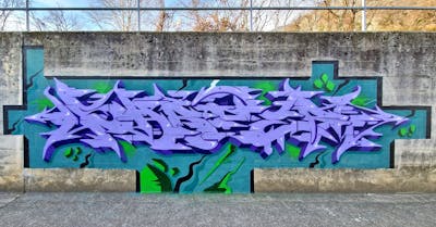 Violet and Cyan Stylewriting by SABOTER. This Graffiti is located in Switzerland and was created in 2023.