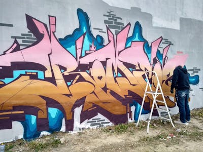 Colorful Stylewriting by Romeo2.. This Graffiti is located in Murcia, Spain and was created in 2017. This Graffiti can be described as Stylewriting and Wall of Fame.
