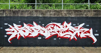 Red and White and Black Stylewriting by SABOTER. This Graffiti is located in Switzerland and was created in 2023.