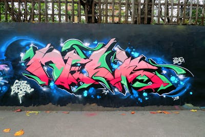 Coralle and Light Green and Light Blue Stylewriting by Nevs. This Graffiti is located in Philippines and was created in 2023. This Graffiti can be described as Stylewriting and Wall of Fame.