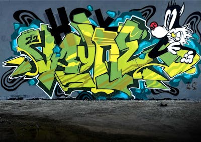 Light Green and Colorful Characters by VAYNE3, HSK and EVECREW. This Graffiti is located in Batam, Indonesia and was created in 2022. This Graffiti can be described as Characters and Stylewriting.