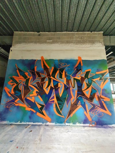 Orange and Colorful Stylewriting by _mekes_. This Graffiti is located in Paris, France and was created in 2023. This Graffiti can be described as Stylewriting and Abandoned.
