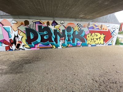Colorful Stylewriting by Panik. This Graffiti is located in copenhagen, Denmark and was created in 2023. This Graffiti can be described as Stylewriting and Characters.