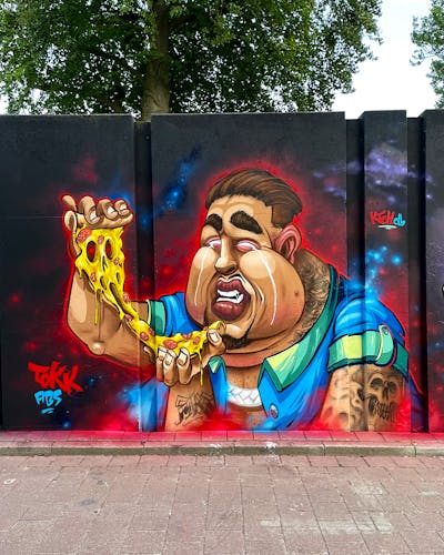 Colorful Characters by Tokk. This Graffiti is located in Eindhoven, Netherlands and was created in 2022. This Graffiti can be described as Characters and Wall of Fame.