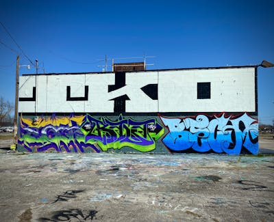Colorful Stylewriting by Beca, Tko, Easr and BALA. This Graffiti is located in Tulsa, United States and was created in 2024. This Graffiti can be described as Stylewriting and Roll Up.