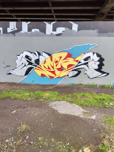 Chrome and Yellow and Colorful Stylewriting by SUR2. This Graffiti is located in Belgium and was created in 2023.
