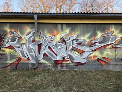 Red and Grey Stylewriting by WOOKY. This Graffiti is located in Bitterfeld, Germany and was created in 2022.