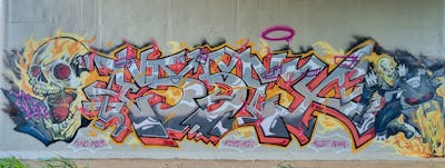 Grey and Colorful and Orange Stylewriting by ESSEX. This Graffiti is located in Australia and was created in 2024. This Graffiti can be described as Stylewriting and Characters.