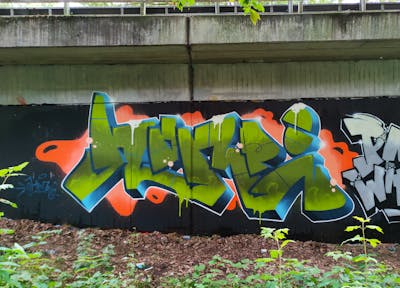 Light Green and Cyan and Orange Stylewriting by HAMPI. This Graffiti is located in Oldenburg, Germany and was created in 2023.