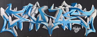 Grey and Light Blue Stylewriting by Sainter. This Graffiti is located in Bratislava, Slovakia and was created in 2017. This Graffiti can be described as Stylewriting, 3D and Wall of Fame.