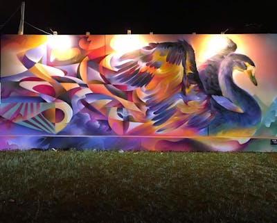 Colorful Stylewriting by Bacon. This Graffiti is located in Roskilde, Denmark and was created in 2019. This Graffiti can be described as Stylewriting, Characters, Futuristic and Special.