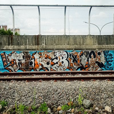 Colorful Line Bombing by 12k.Boy. This Graffiti is located in Bogor, Indonesia and was created in 2023. This Graffiti can be described as Line Bombing and Stylewriting.